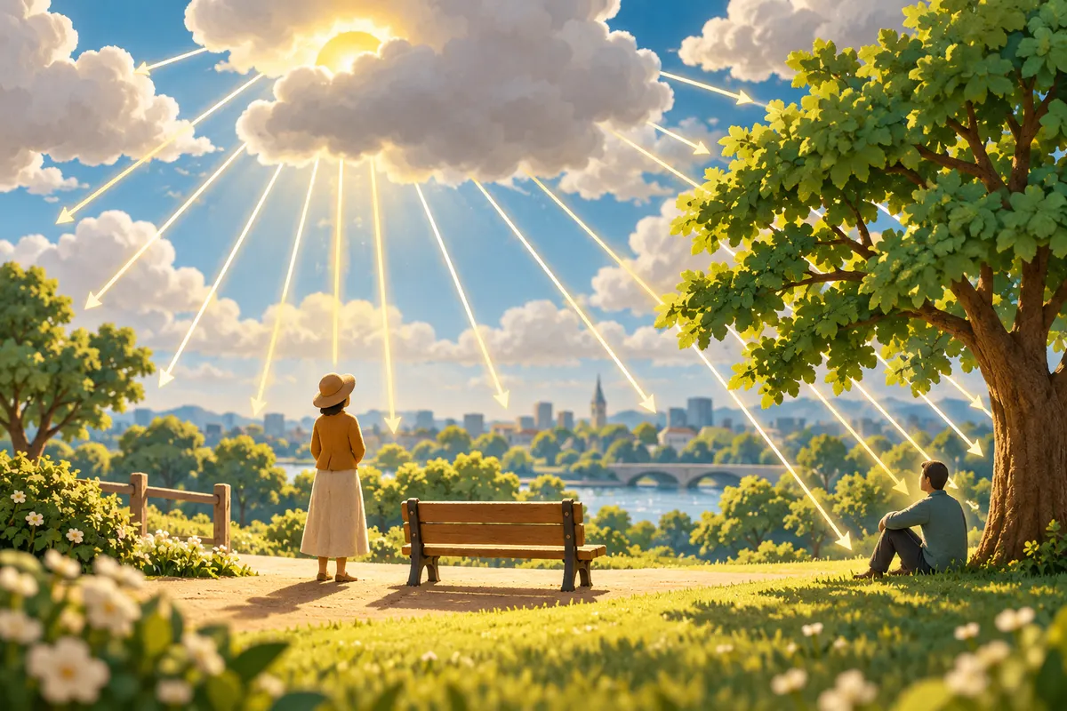 紫外線は、太陽からまっすぐ届くだけでなく、空のあちこちから散らばって届く。日陰でも、空が見えれば浴びる
