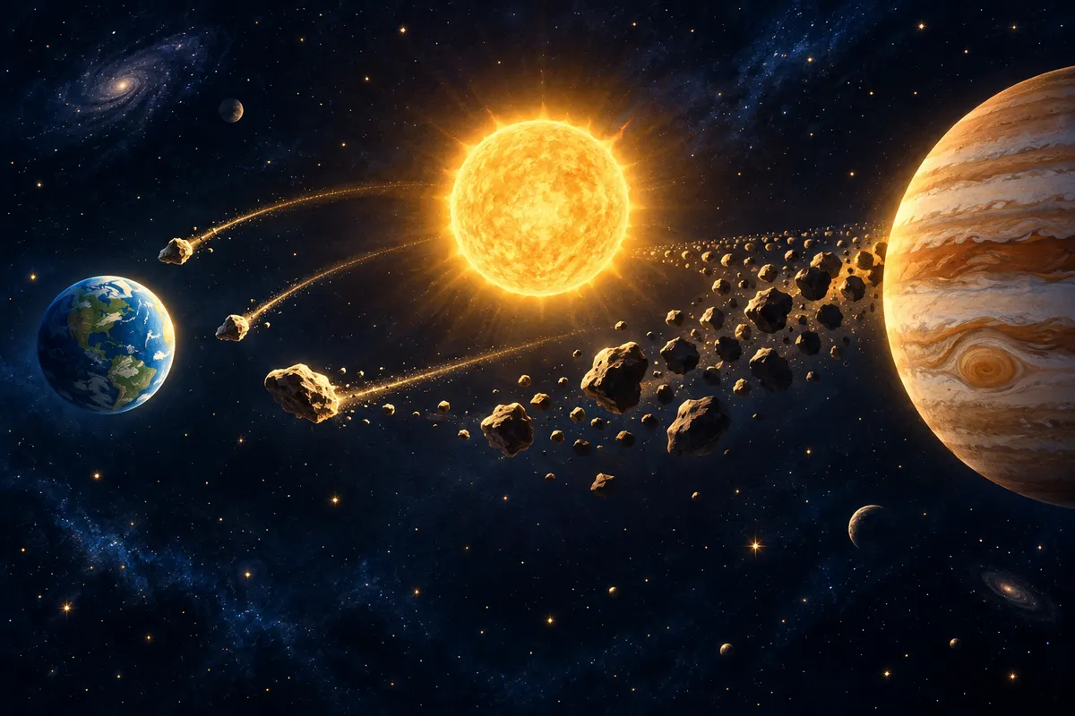 木星の引っぱる力は、小惑星帯の岩を、地球が回る道すじへ送りこむこともある