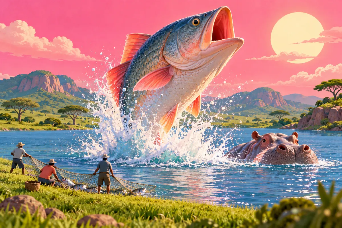 約9000年前のゴベロのイメージ。今は砂漠の場所に、魚やカバのいる湖があった